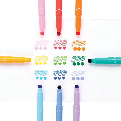 Confetti Stamp Double-Ended Markers (set of 9)