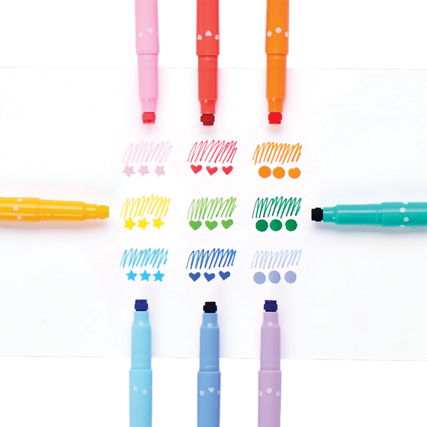 Confetti Stamp Double-Ended Markers (set of 9)