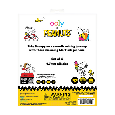 Peanuts Black Ink Retractable Gel Pens (set of 4)
