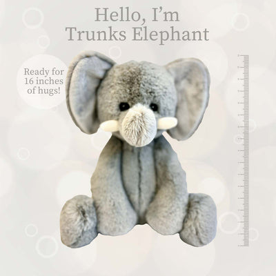 World's Softest Plush - Large Lushee - Large Trunks Gray Elephant, 16 inches