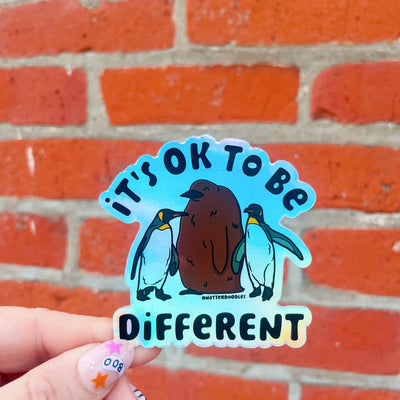 Pesto the Penguin Viral It's Ok To Be Different Holo Sticker