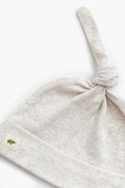 Baby Top Knot Cap - Cream Heather