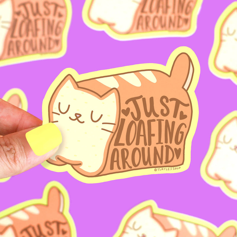 Just Loafing Around Cat Pun Funny Laptop Vinyl Sticker