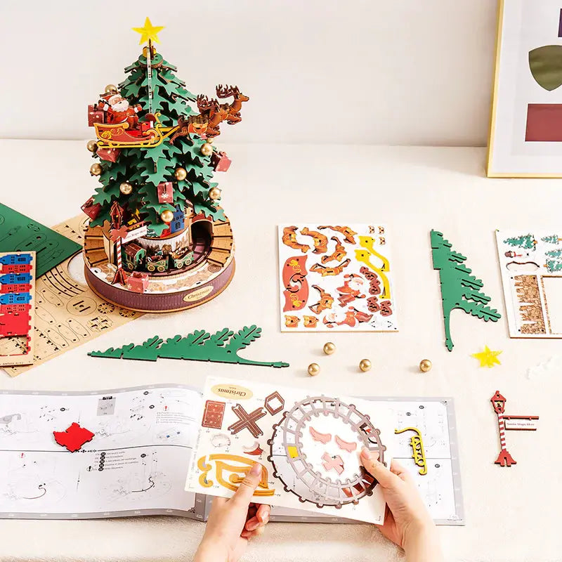 DIY 3D Wooden Puzzle Music Box: Christmas Melody Tree