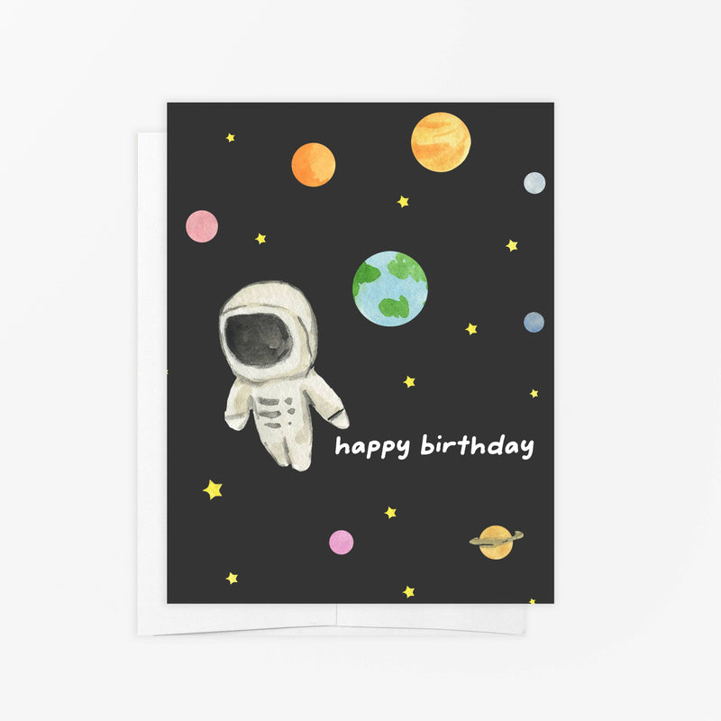 Greeting Card  - Outer Space Astronaut - Happy Birthday