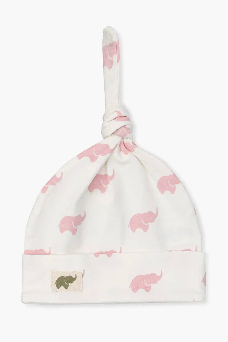 Baby Top Knot Cap - Pink Elephant