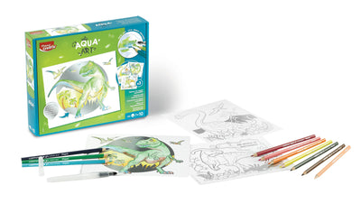 AquaArt Dinosaurs Metallized Watercolor Drawings 14 Piece Kit