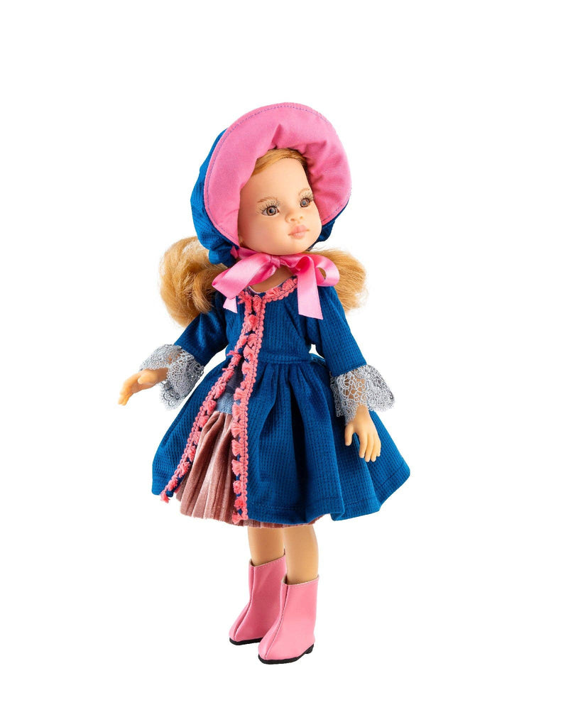 Las Amigas doll - Larisa with antique pink blue dress and hat and pink boot - Paola Reina