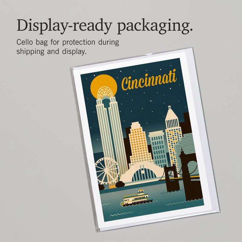 NOTECARD Cincinnati, Ohio Retro Skyline