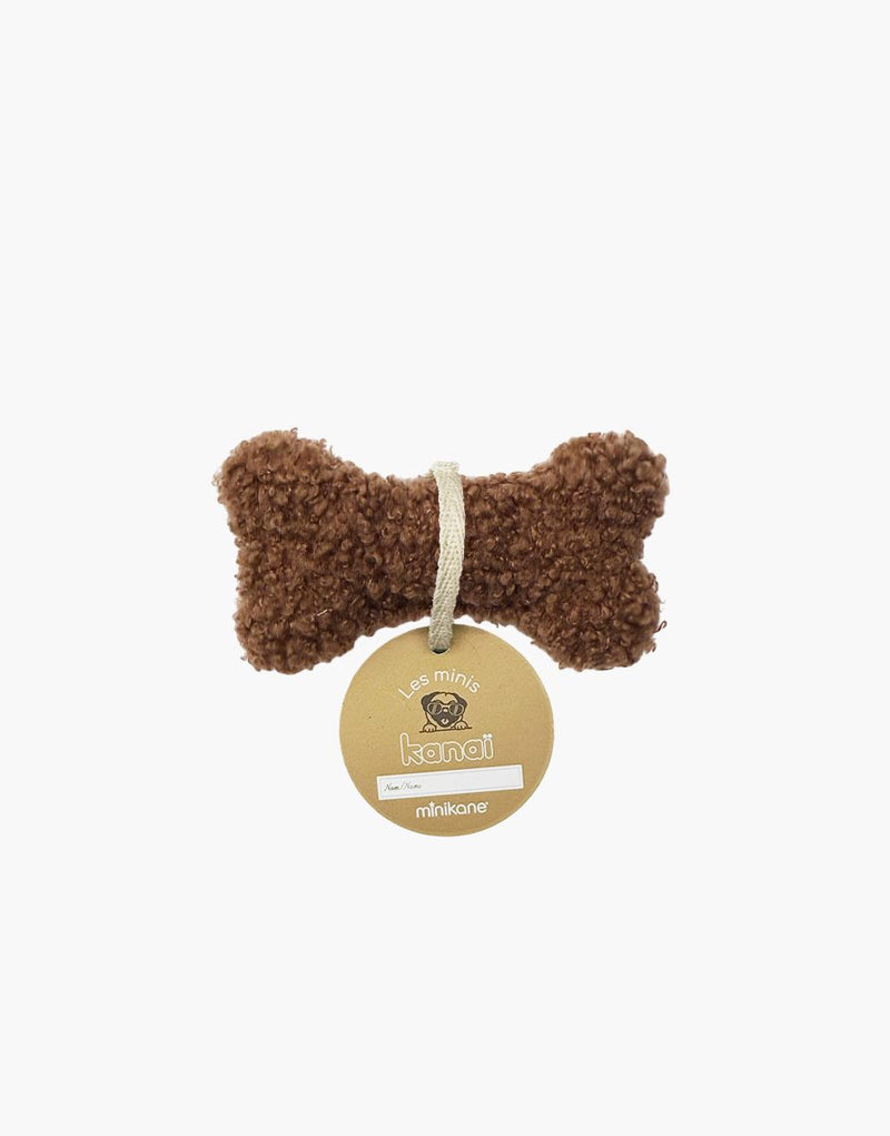 Brown terrycloth plush dog bone
