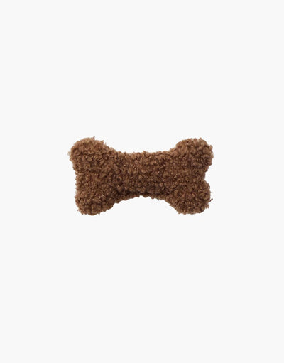 Brown terrycloth plush dog bone