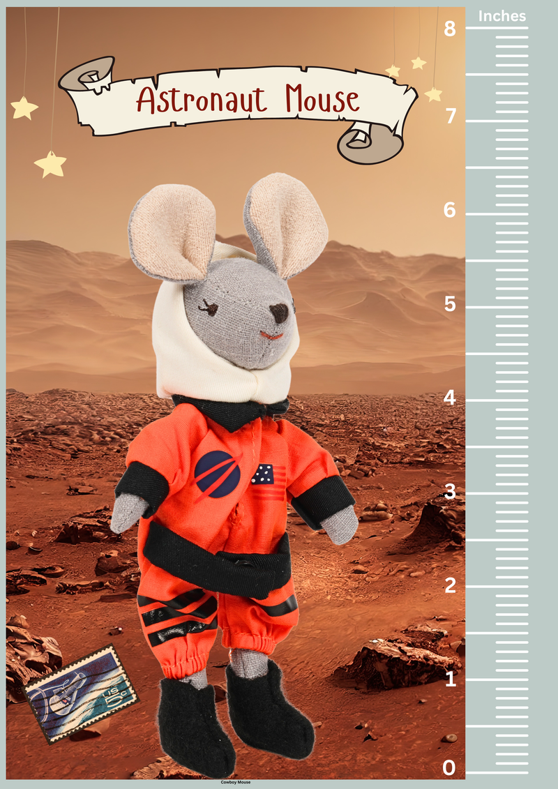 LEVLOVS Astronaut Mouse (Orange) in a Box with the bedding