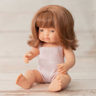 Colourful Doll Caucasian Redhead Girl 15” Pink rompers