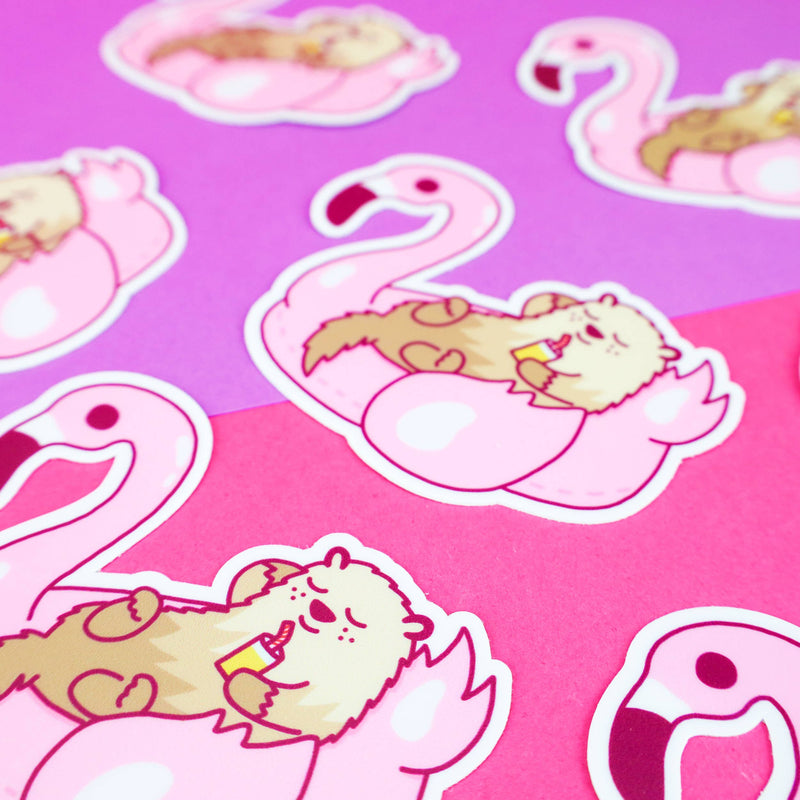 Otter Flamingo Float Summer Pool Party Animals Vinyl Sticker