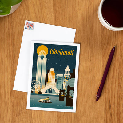 NOTECARD Cincinnati, Ohio Retro Skyline