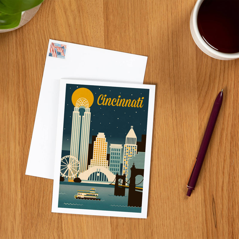 NOTECARD Cincinnati, Ohio Retro Skyline