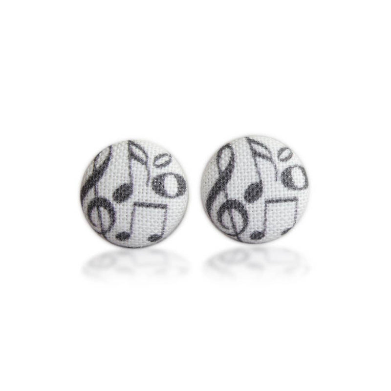 Music Fabric Button Earrings