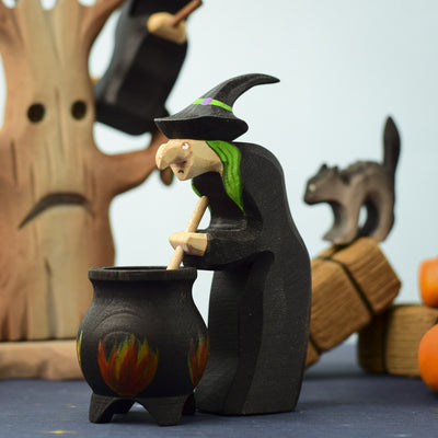 Brewing Witch and Cauldron Set