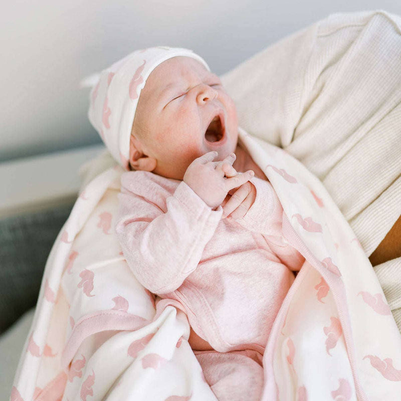 Baby Top Knot Cap - Pink Elephant
