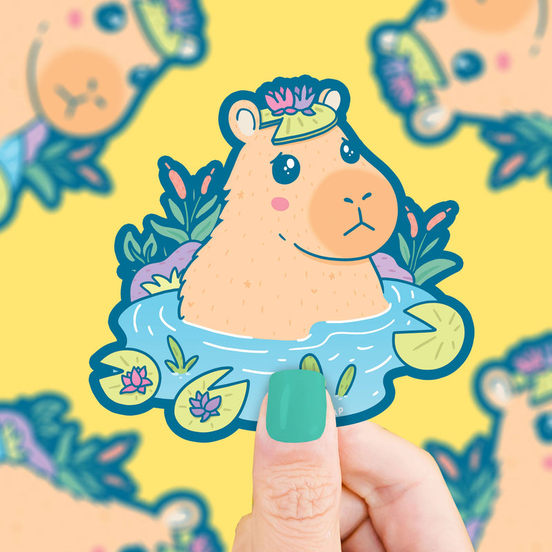 Capybara Pond Animal Stocking Stuffer Vinyl Sticker