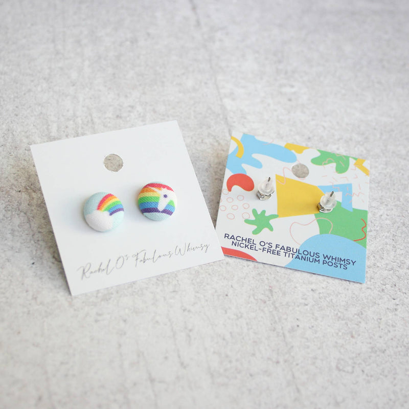 Science, Fabric Covered Button Earrings