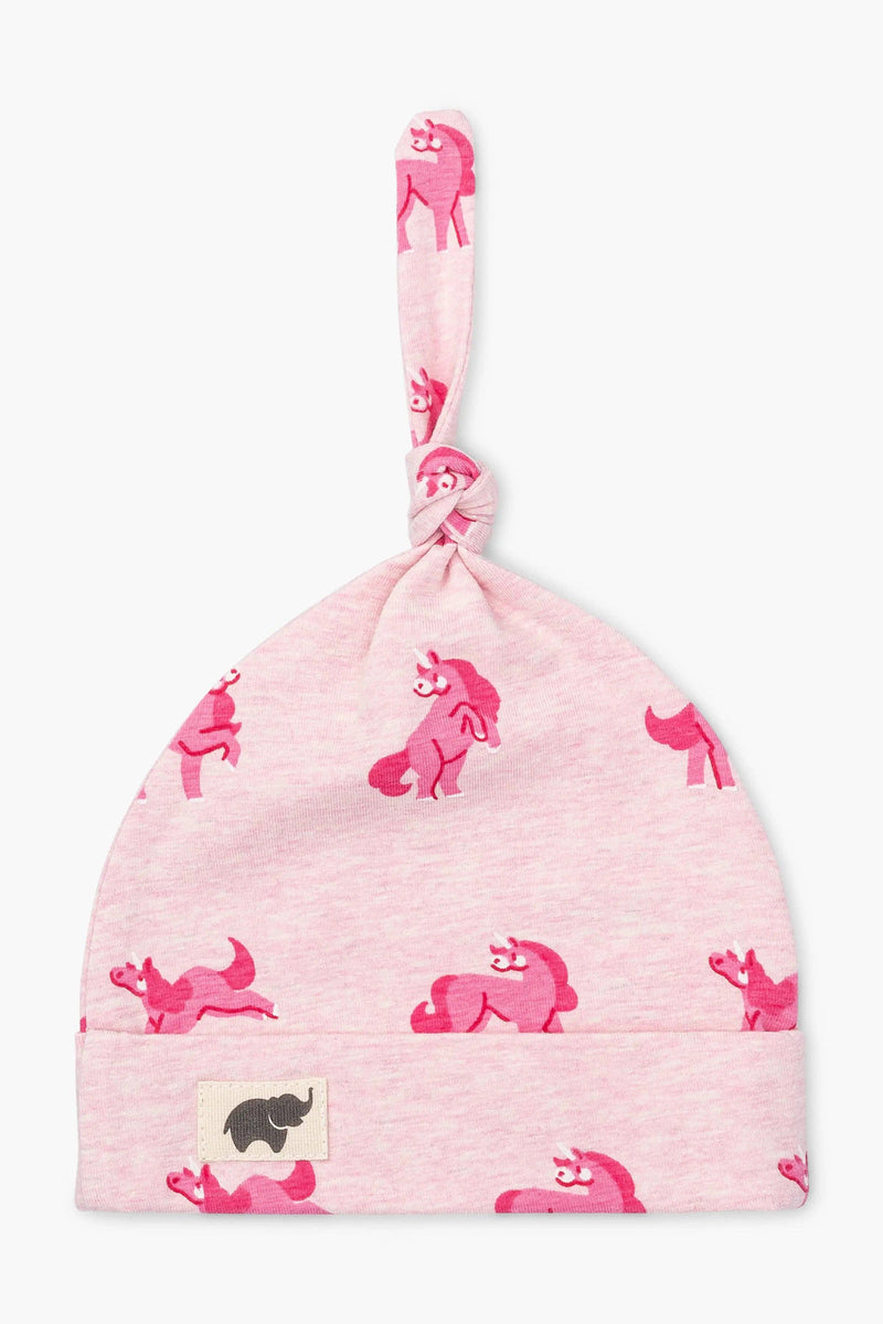 Baby Top Knot Cap - Pink Unicorns