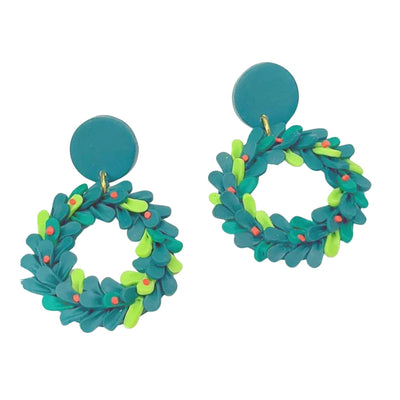 A-Wreath-A Franklin Christmas Holiday Soft Clay Earrings