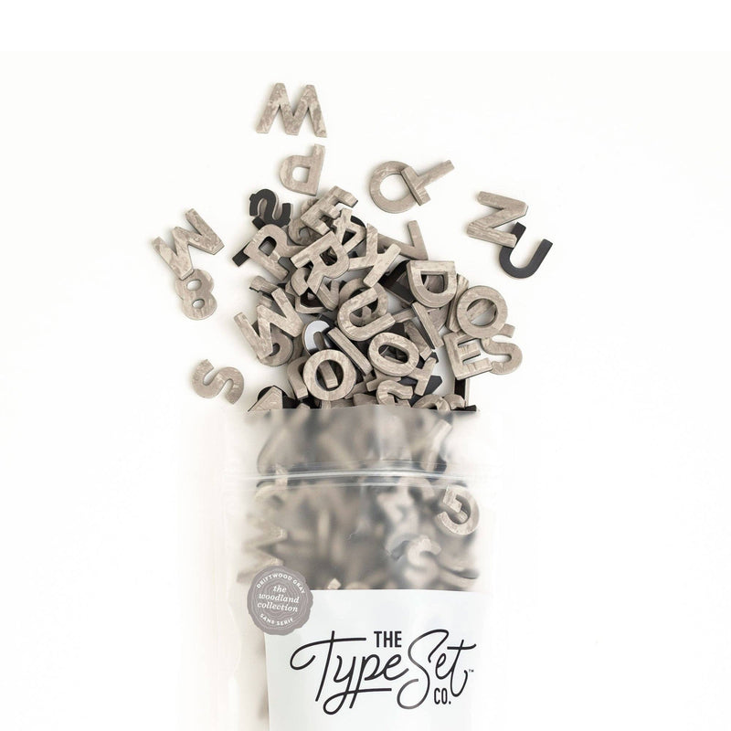 1" 200pc Faux Wood Driftwood Gray Magnetic Letters