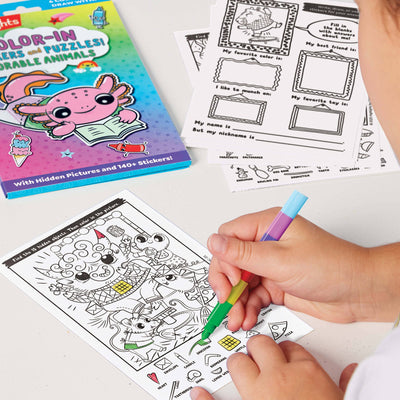 Adorable Animals Color-In Stickers and Puzzles
