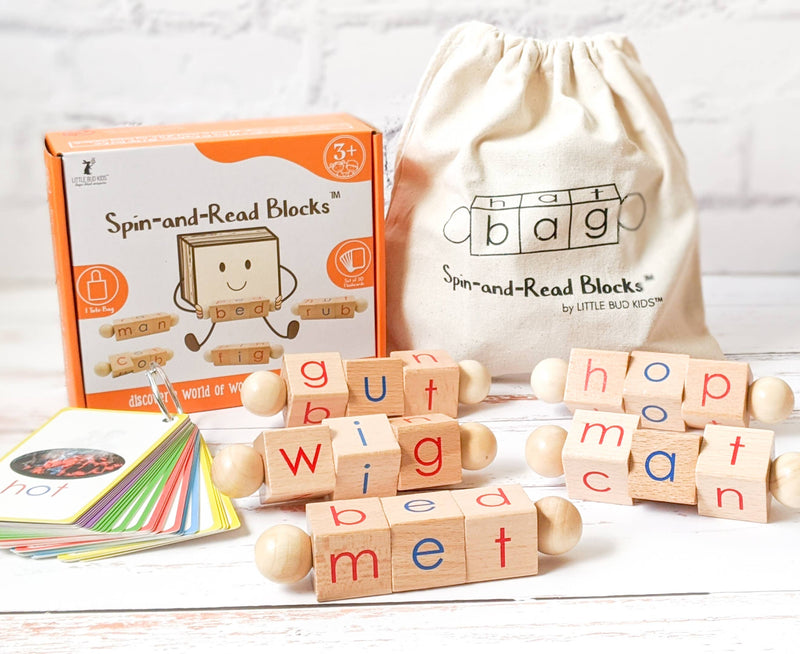 Spin-and-Read Montessori Phonetic Reading Blocks & CVC Cards