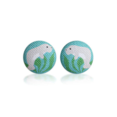 Manatee Fabric Button Earrings