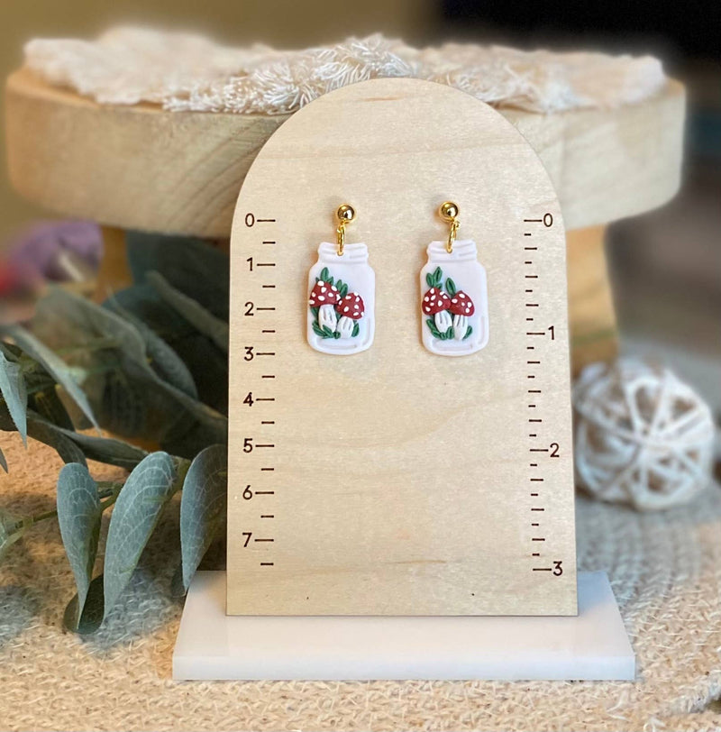 Mushroom Mason Jars | Clay Earrings
