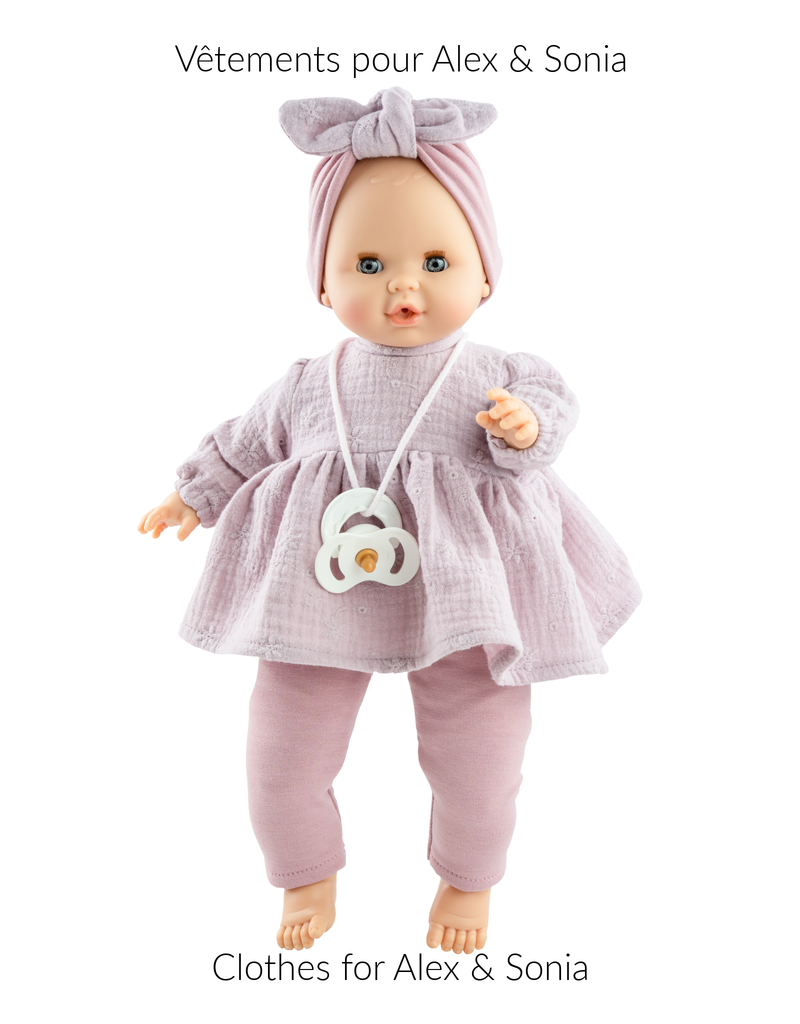 Alex & Sonia Doll Clothing - Lilac dress, headband and leggings