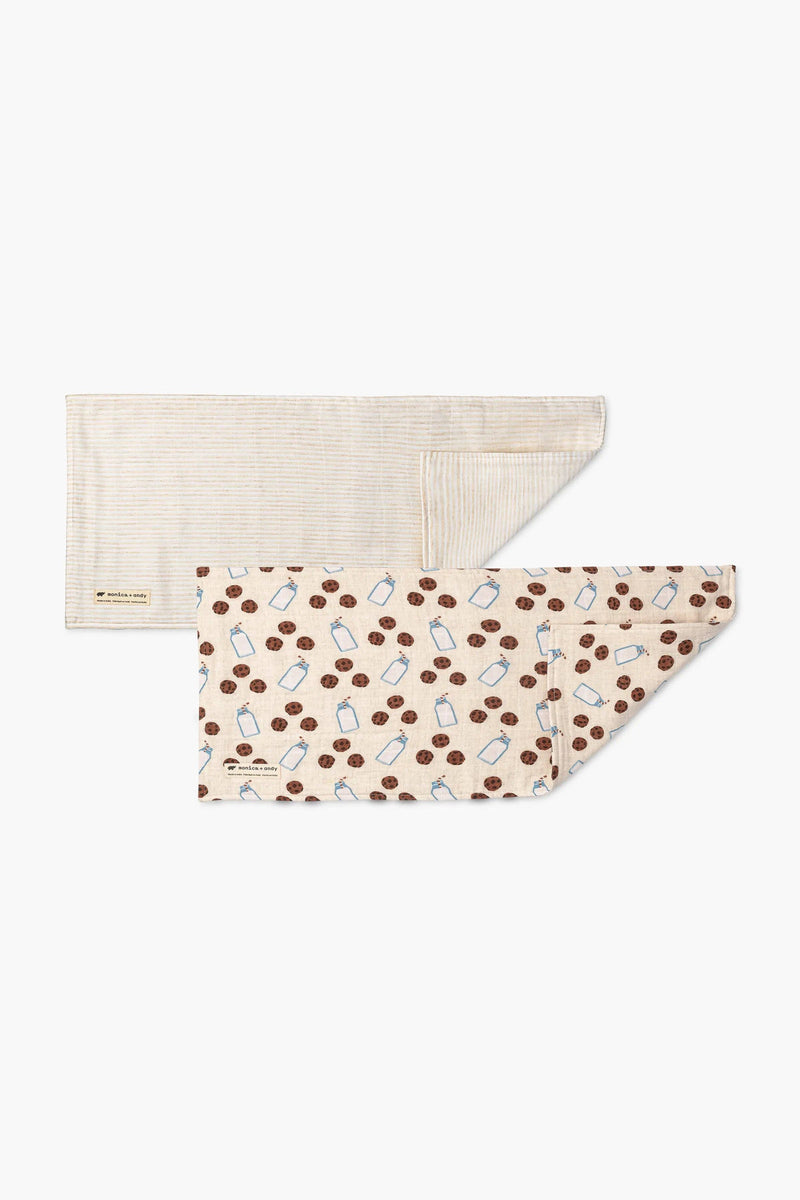 2-Pack Muslin Baby Burp Cloths - Cookies + Milk\