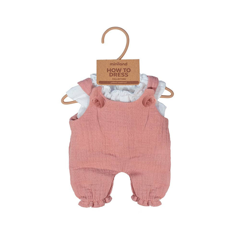 Miniland warm weather overall and blouse for dolls 12 5/8"