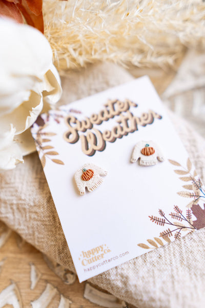 Sweater Weather Pumpkin Clay Stud