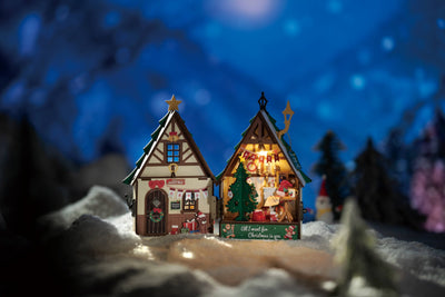 DIY Miniature House Kit: Twinkling Christmas House