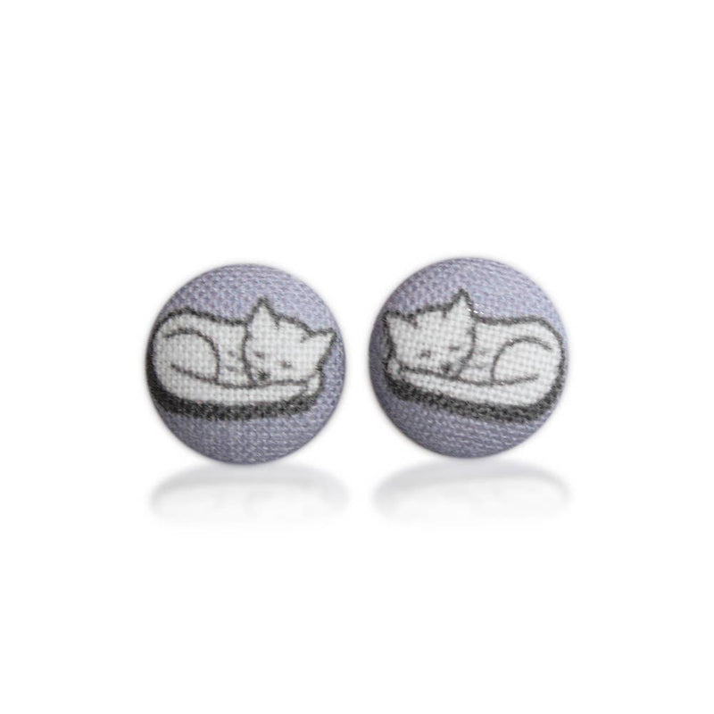 Cats Fabric Button Earrings