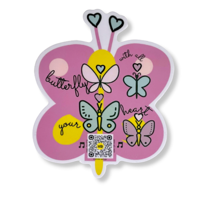 Butterfly Musical Laptop Sticker with QR Code Original Song