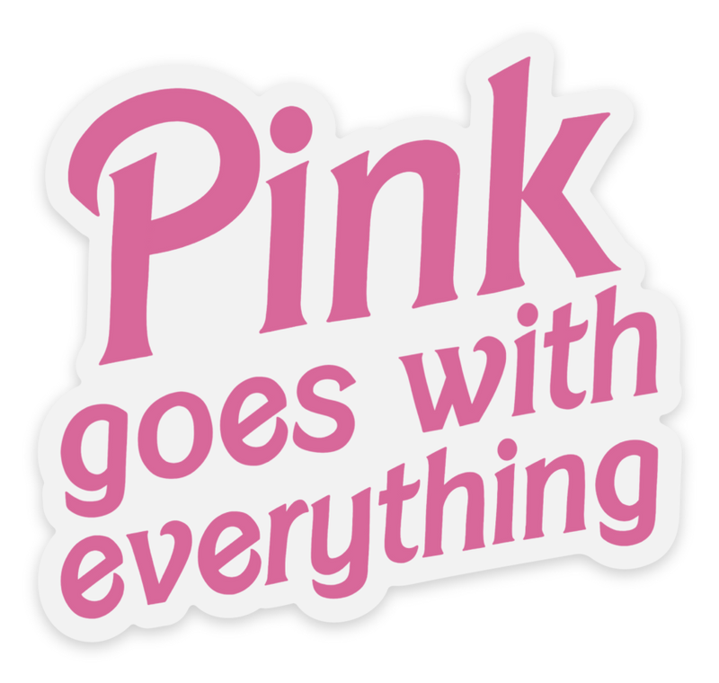 Clear Pink Goes with Everything Barbie Sticker, 2.7x2.7in