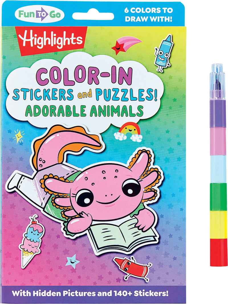 Adorable Animals Color-In Stickers and Puzzles