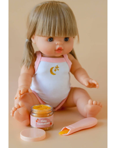 Tiny Tummies - Peach jelly food - Jar and spoon - Tiny Harlow