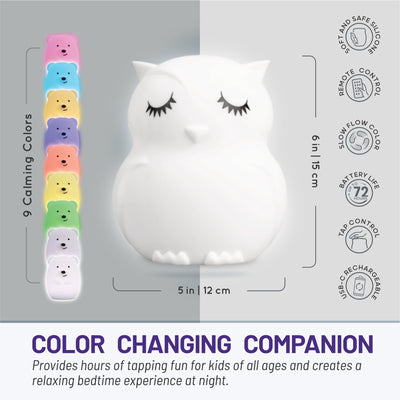 LumiPets® Opal the Owl- Children's Touch Night Light