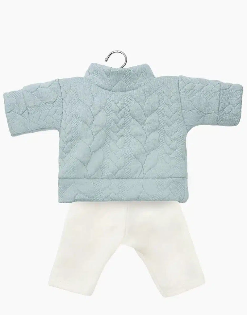 Babies – Jérôme Sweatshirt Set in Eucalyptus Green Twisted Fleece and Ecru Leggings
