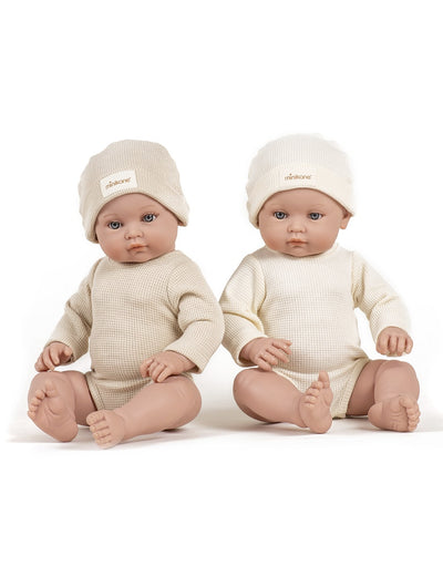 Bambinis – Andréa Long-Sleeved Bodysuit and Linen Honeycomb Hat Set