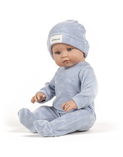 Bambinis – Sleep Well Angelo Footed Onesie in Sky Blue with Nikky Velvet Hat