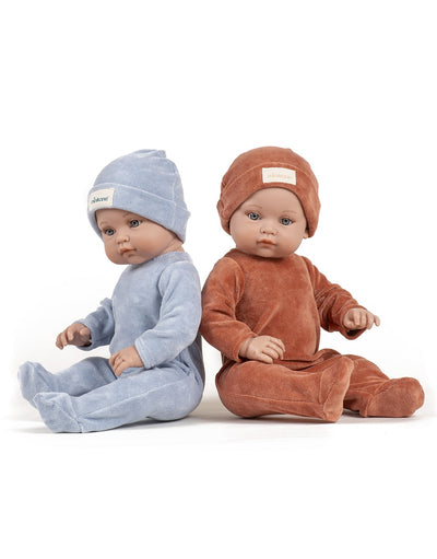 Bambinis – Sleep Well Angelo Footed Onesie in Sky Blue with Nikky Velvet Hat