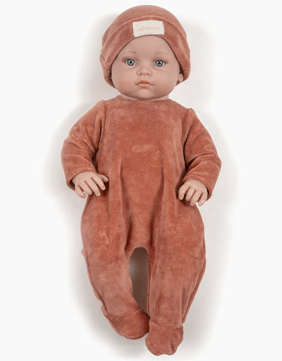 Bambinis – Sleep Well Angelo Footed Onesie in Marsala with Nikky Velvet Hat