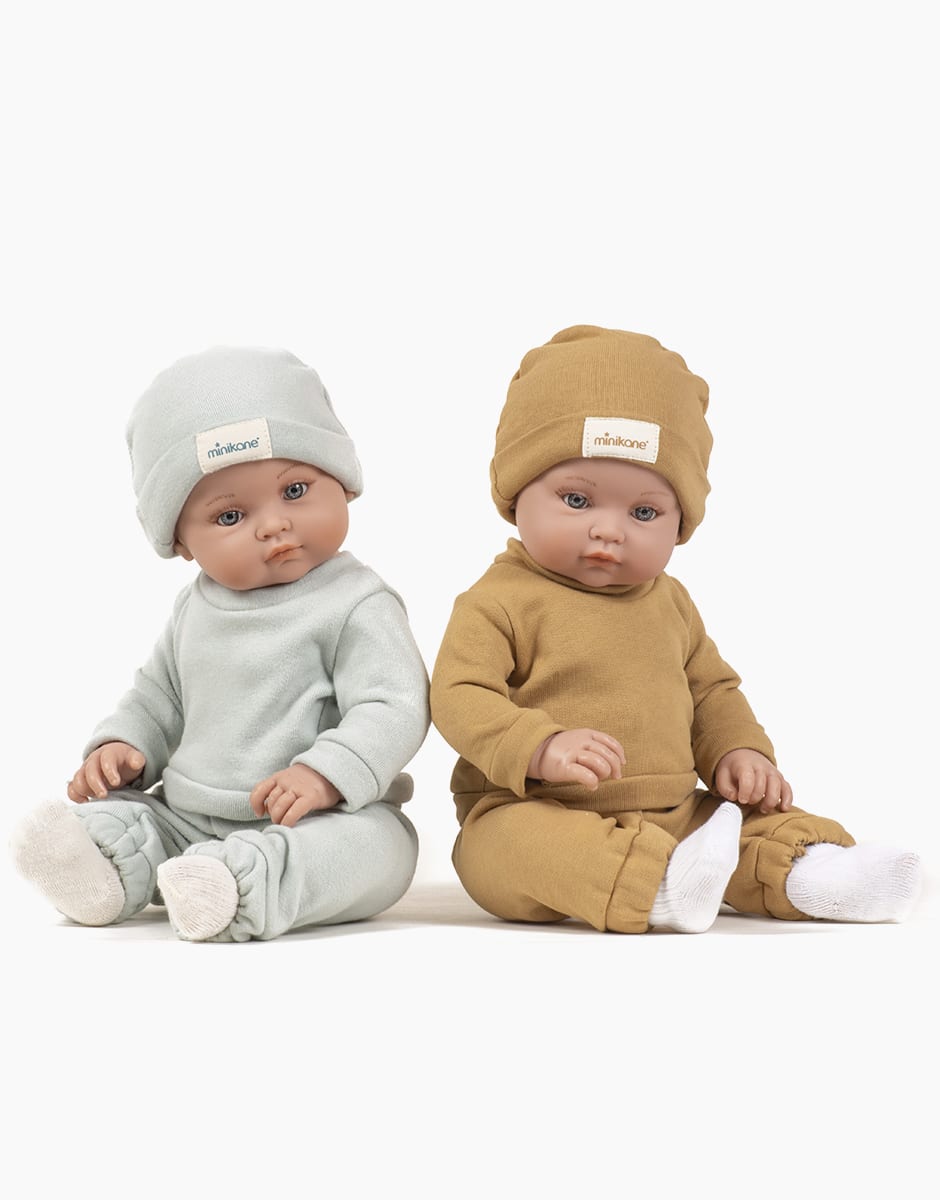 Minikane Bamini Boy Doll Yann dressed in Liam camel fleece
