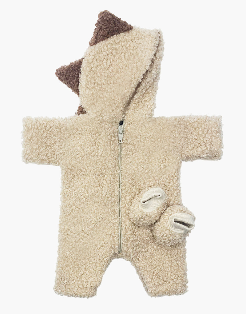 Babies – Beige bouclette Dino jumpsuit and booties